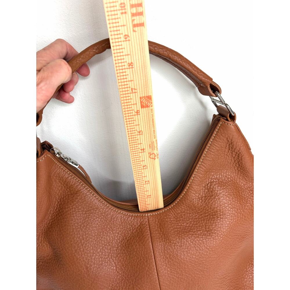 Talbots Pebbled Leather Shoulder Bag Purse Brown Preppy Chic Classic Neutral - Picture 6 of 12